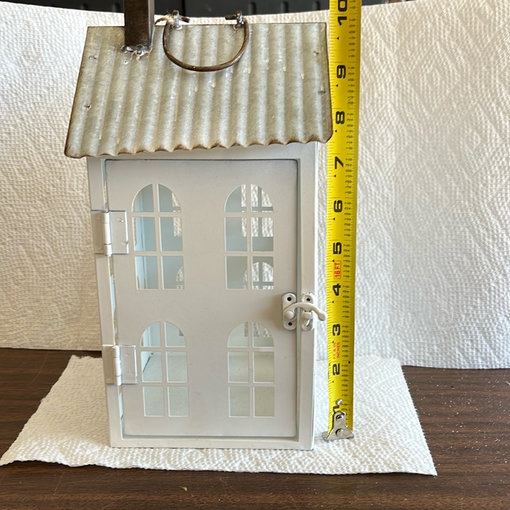 White Metal House Lantern - Picture 9 of 10